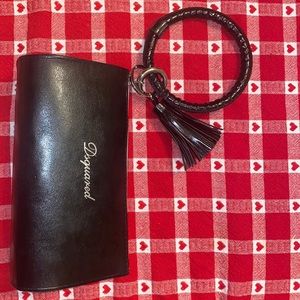 Dsquared Wristlet Zipper Black Bag Tassle Ring